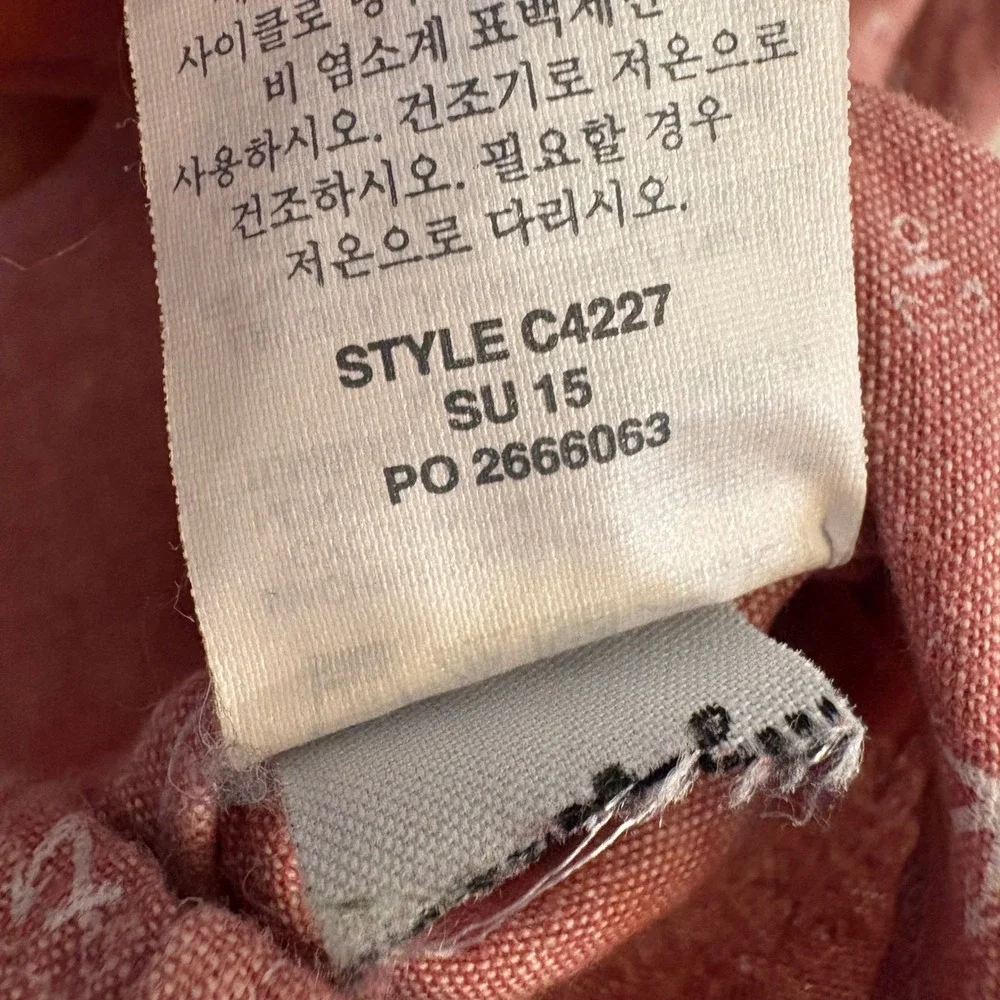 J. Crew Anchor Print Button Down Shirt Mens Medium Red Pink